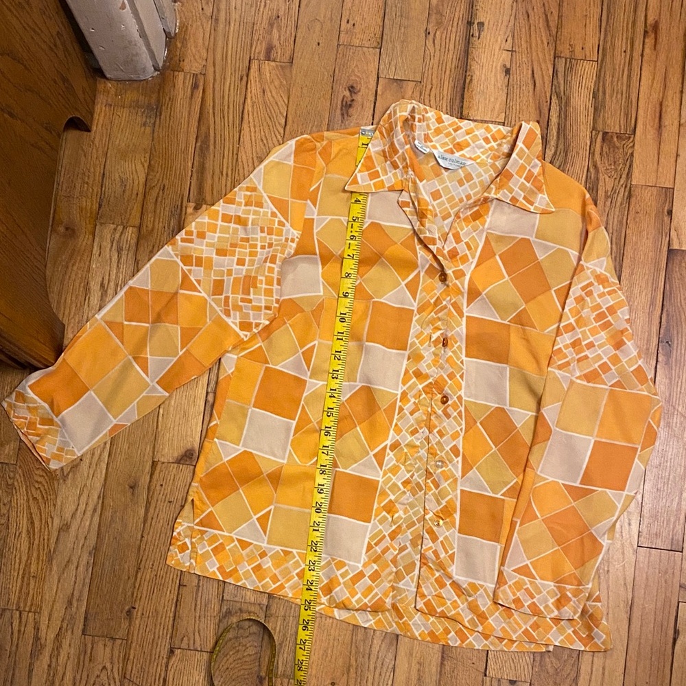 Geometric Orange and Cream Button-Up Shirt